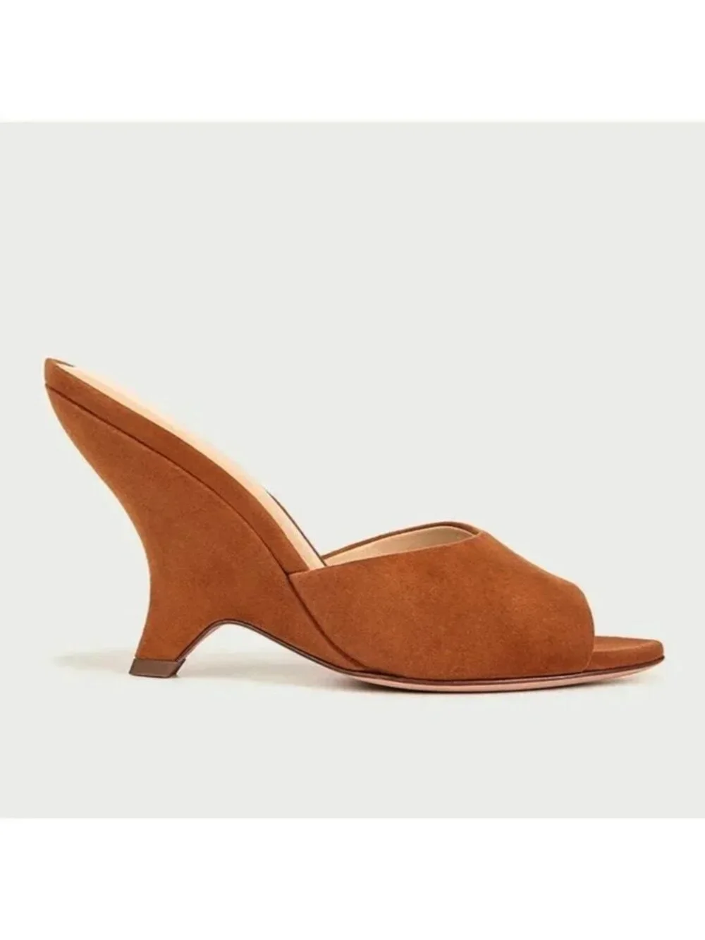 $440 VERONICA BEARD Mila Sculpted SUEDE WEDGE SLIDE Sandal BROWN 9.5 (DD18)